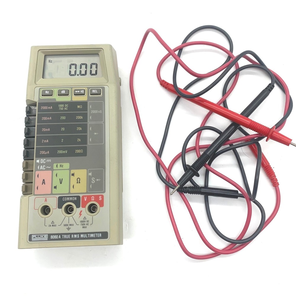 Fluke 8060A True RMS Multimeter Handheld Digital Tester with Leads Beige USA